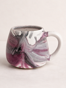 Кружка ручной работы с разводами Кафель «Космос», бело-фиолетовая, керамика, 450 мл