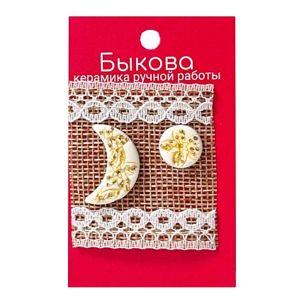 Серьги ручной работы «Желтые цветы», ассиметричные‎, фарфор, фото 1.