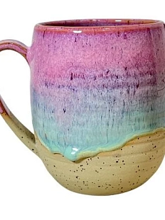 Кружка ручной работы «Розовое поле», розовая, керамика, 450 мл