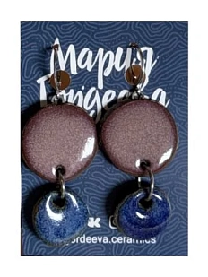 Серьги Мария Гордеева асимметричные составные, керамика, лиловые с синим