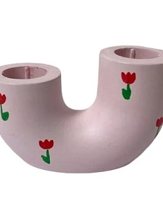 Подсвечник ручной работы роспись тюльпанчик «Рогалик», розовый