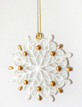 Игрушка новогодняя Фарфор Булыгина Bulygin «Снежинка», бело-золотистая
