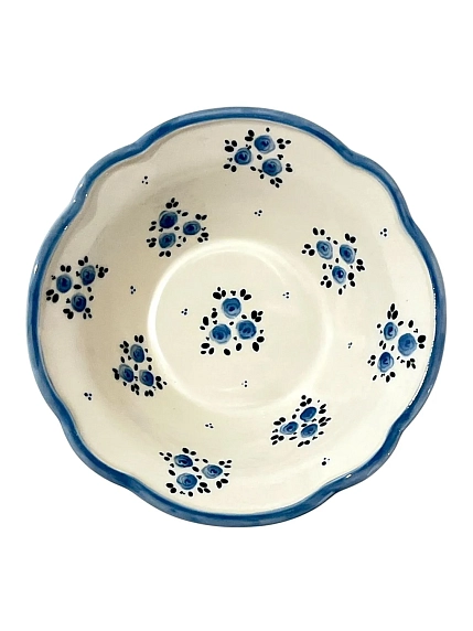 Пиала ручной работы Slowday Ceramics «Голубые розочки», полуфарфор, 17 см, фото 1.