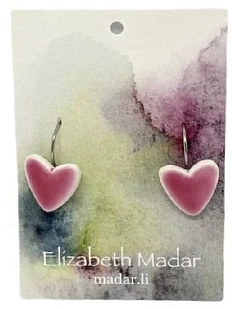 Серьги Elizabeth Madar Сердечки, керамика, розовые