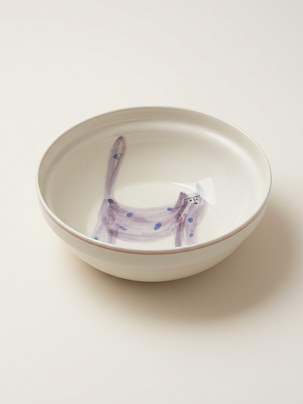 Тарелка ручной работы Донышко-горлышко «Кот Краш Фиолетовый», белая, керамика, фото 2.