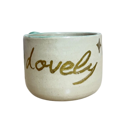Кружка ручной работы c надписью «Lovely», зелёная, керамика, 250 мл, фото 3.
