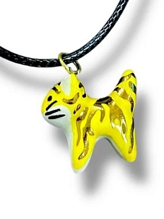 Подвеска керамическая ручной работы с тигром, жёлтая