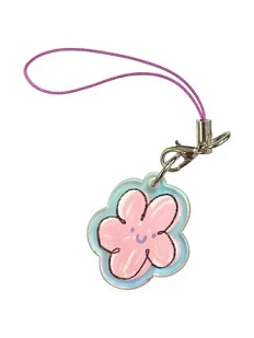 Брелок жемчужный на нити «Розовый цветочек»