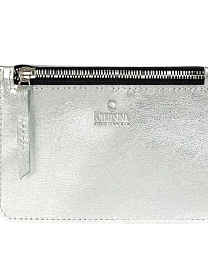 Дорожный кошелек ручной работы, Kokosina bags, натуральная кожа, серебристый