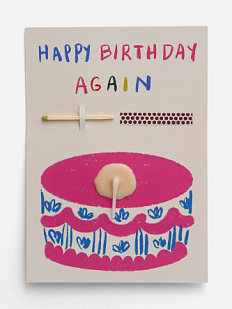 Открытка-свечка «Happy birthday again», Вьюнчик, А6