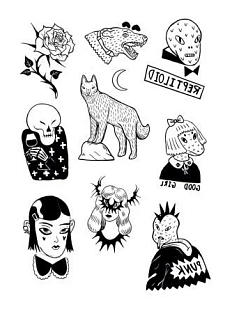 Временные тату Валя Карнавалова «Ящеры чёрно-белые», 10 шт