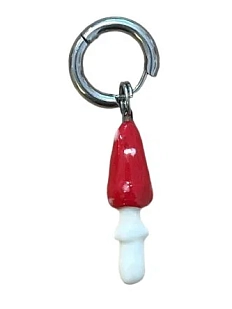 Моносерьга ручной работы «Мухомор», керамика