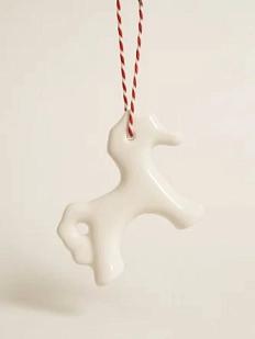 Ёлочная игрушка ММ керамика ручной работы «Лошадка 3д», белая, 8,5 см