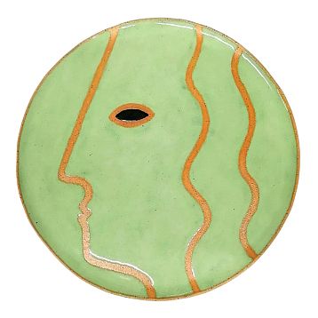 Панно керамическое ручной работы «Лицо девушки», зелёное, 25 см, фото 1.