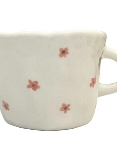 Чашка для чая ручной работы Незабудки розовые, керамика, 250 мл