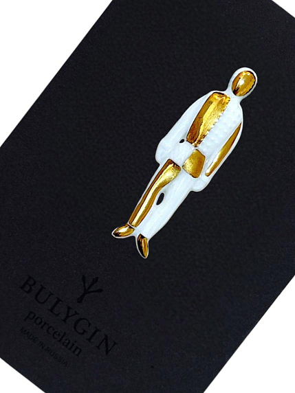 Брошь ручной работы Bulygin «Малевич», фарфор, бело-золотистая, фото 4.