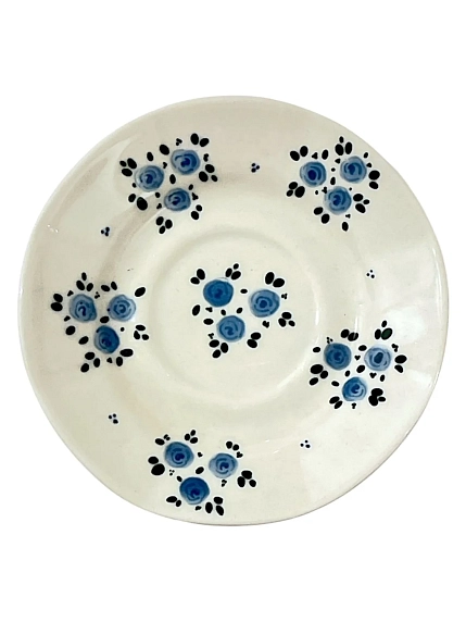 Чайная пара ручной работы Slowday Ceramics «Синие розочки», полуфарфор, 200 мл, фото 3.