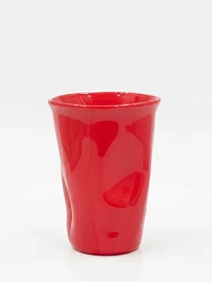 Мятый стакан ручной работы ММ керамика красный, 200 мл