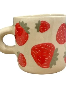 Кружка ручной работы Малёма с росписью Клубника, керамика, 350 мл