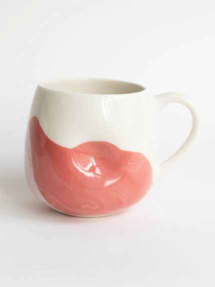 Кружка ручной работы РУКИ В ГЛИНЕ «Розовый мрамор», керамика, 250 мл, мятая, фото 1.