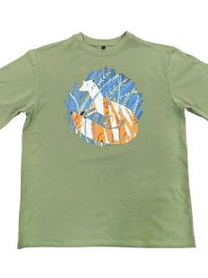 Оверсайз футболка Barking Store «Песец», L муж., хаки