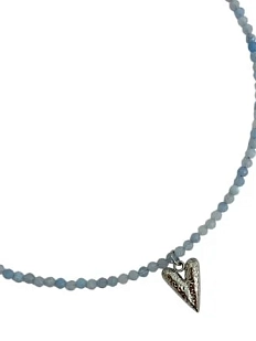 Чокер Аквамарин ручной работы с подвеской-сердечком
