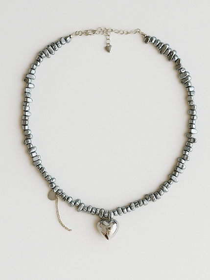 Чокер ручной работы «Kylie Silver», гематит, родированная латунь, фото 2.