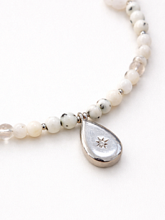 Чокер ручной работы Идеальное совпадение «Капелька», белый, перламутр, яшма и стеклянные бусины