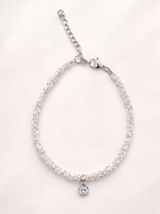 Браслет ручной работы «Heart», алмазное стекло, родированная латунь