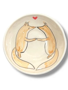 Пиала ручной работы с росписью «Лисички», белая, керамика, 10 см