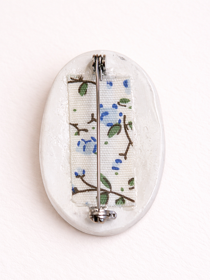 Брошь ручной работы Чертополох, овальная, тёмно-зелёная, керамика, фото 3.