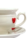 Чайная пара ручной работы Slowday Ceramics в красные сердечки «Винтаж», полуфарфор, 250 мл, превью фото 2
