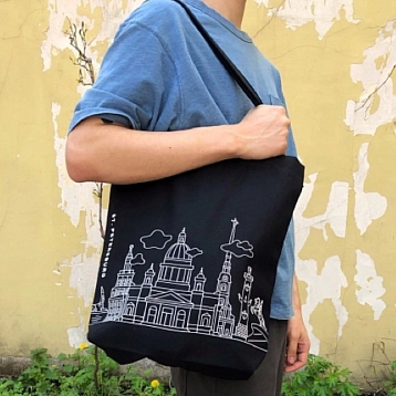 Сумка шоппер Подписные изделия «Санкт-Петербург», чёрный, фото 3.