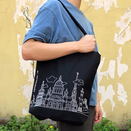 Сумка шоппер Подписные изделия «Санкт-Петербург», чёрный, фото 3.