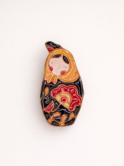 Брошь ручной работы «Матрёшка», Partala ceramics, фото 2.