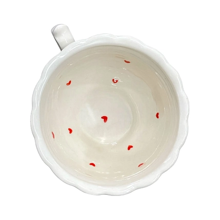 Чашка для чая ручной работы Slowday Ceramics в сердечко «Винтаж», белая, полуфарфор, 250 мл, фото 2.