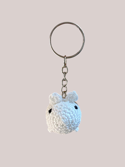 Вязаный брелок, обвес на сумку «Мышка», белый, 4 см, фото 2.