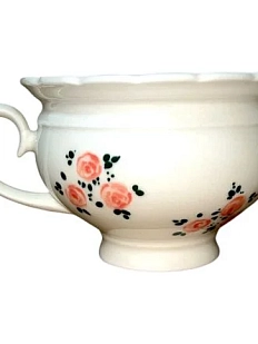 Чашка для чая ручной работы Slowday Ceramics в розовый цветочек с сердечком внутри «Винтаж», полуфарфор, 250 мл