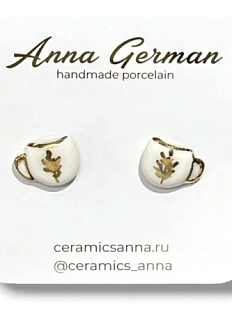 Серёжки-гвоздики Анна Герман «Кружечки», фарфор