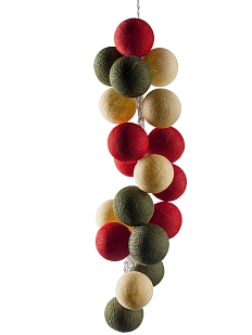 Гирлянда из нитяных шариков зелено-желто-красная