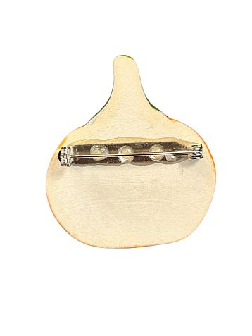 Брошь ручной работы «Круглая тыква», керамика, оранжевая, фото 3.