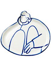 Фигурная тарелка ручной работы «Приятель», полуфарфор, 21 см