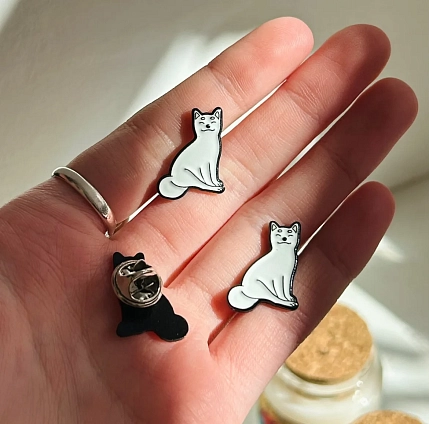 Металлический значок DARI DARI «Белая сиба-ину», 20 мм, фото 4.