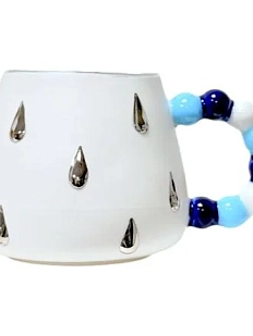 Кружка ручной работы с платиновыми каплями, белая, фарфор, 300 мл