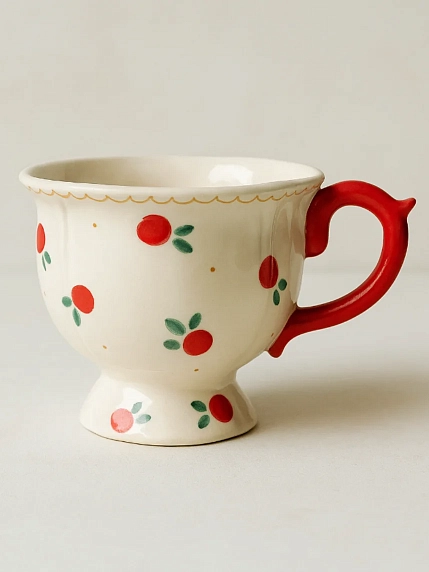 Кружка ручной работы Чашки и поцелуи «Винтажная с брусникой», полуфарфор, 250 мл, фото 1.