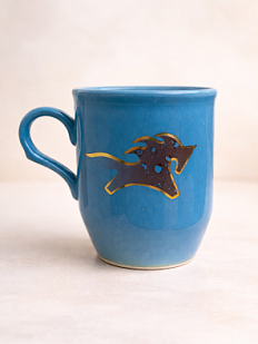 Кружка ручной работы Мастерская Виктории Нор «Лошадка», голубая, керамика, 200 мл