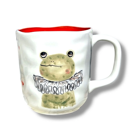 Кружка ручной работы Ким керамика с росписью Лягушка в жабо с сердечками, фарфор, 350 мл, фото 1.