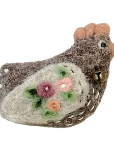 Брошь ручной работы Курочка, шерсть