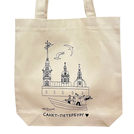 Сумка шоппер Подписные изделия «Петропавловская крепость», белый, фото 2.