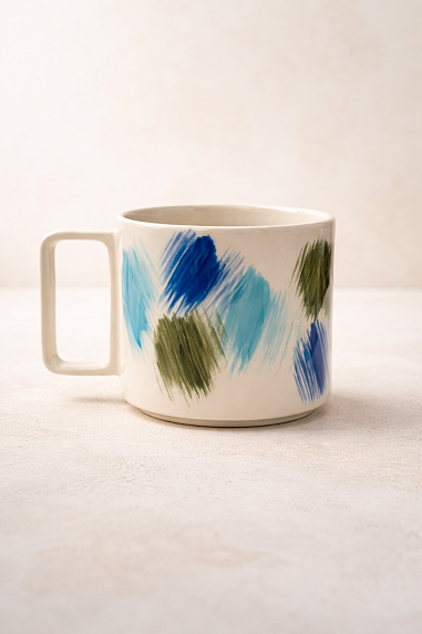 Кружка ручной работы Hands in clay «Тебе очень идёт быть собой», сине-голубая, керамика, 450 мл, фото 3.